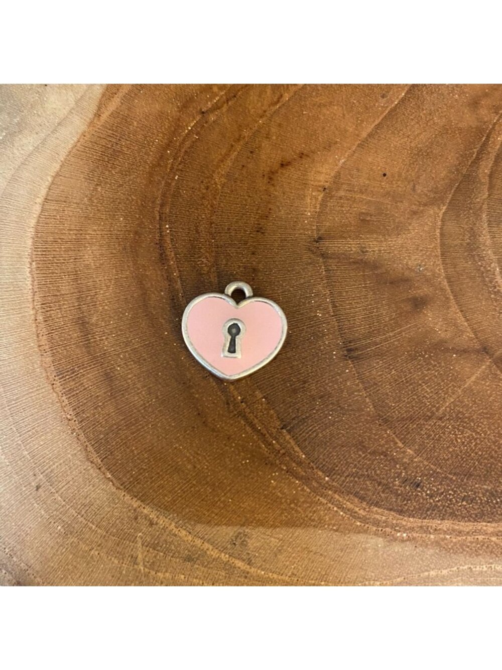 RETIRED James Avery Pink Enamel Heart Lock Charm, Sterling Silver